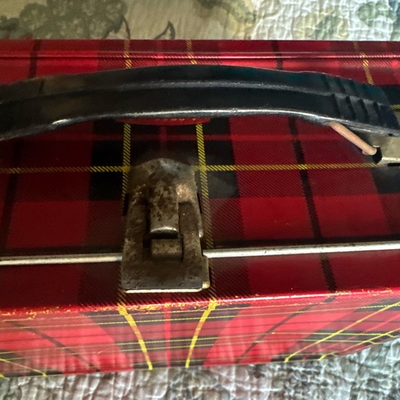 Vtg 1960s Red Plaid Metal Lunch Box - Aladdin/Thermos Co. Retro Americana Decor - Picture 8 of 8